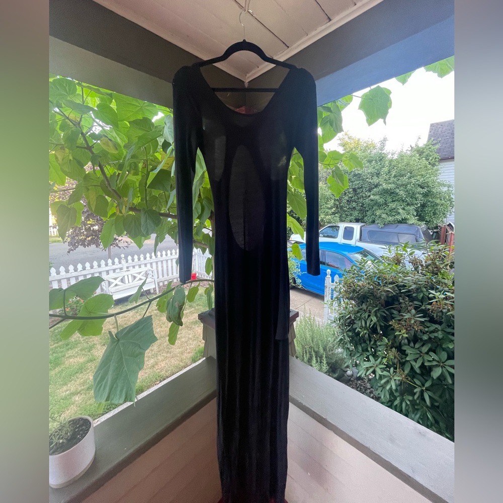 Gorgeous Basic Long Sleeve Dress; High leg Slit, Beautiful Cutouts on Back